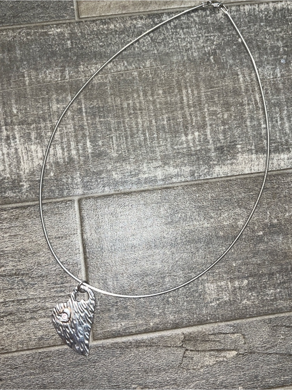 Textured Heart Pendant Necklace - Silver Chain Marked 925 Italy FNA